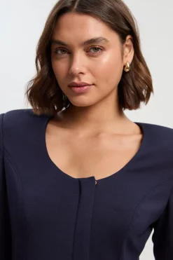 KarenMillen Robe Mini à Manches Longues et Encolure Dégagée en Scuba<Femme Toutes Les Robes|Robes À Manches Longues