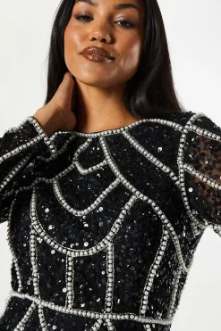 Robe Mini à Manches Longues et Sequins