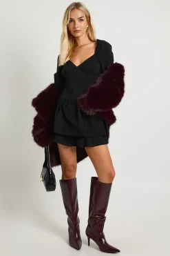 Robe mini à manches longues style laitière à volants