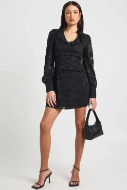 boohoo Robe Mini à Manches Volumineuses avec Détails Froissés et Volants<Femme Robes À Manches Longues|Robes