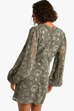 boohoo Robe mini à manches volumineuses Tall Paisley Burnout<Femme Robes À Manches Longues|Robes