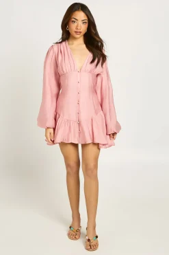 boohoo Robe Mini À Manches Volumineuses Texturées Et Ourlet Asymétrique<Femme Robes Patineuses|Robes À Manches Longues