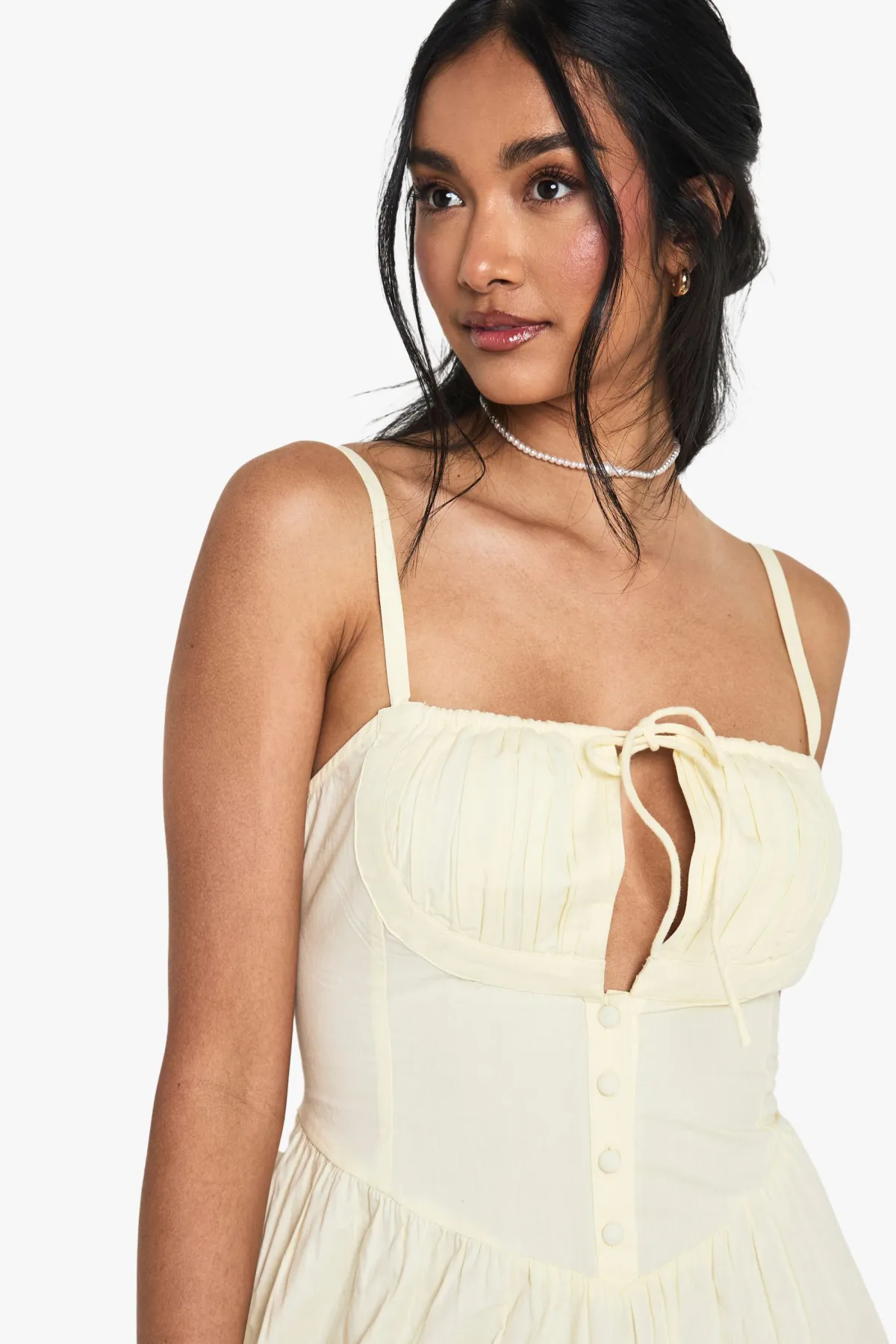 boohoo Robe Mini Milkmaid en Coton<Femme Robes Patineuses|Robes