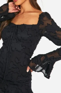 boohoo Robe mini Milkmaid florale Burnout<Femme Robes Patineuses|Robes À Manches Longues