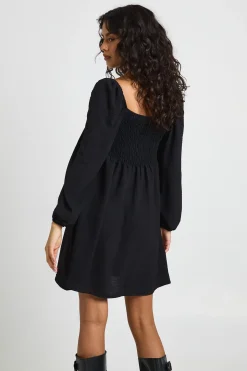boohoo Robe Mini Milkmaid à Manches Bouffantes Texturées<Femme Robes À Manches Longues|Robes