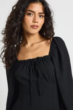 boohoo Robe Mini Milkmaid à Manches Bouffantes Texturées<Femme Robes À Manches Longues|Robes