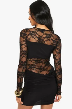 Robe mini mix en dentelle et slinky