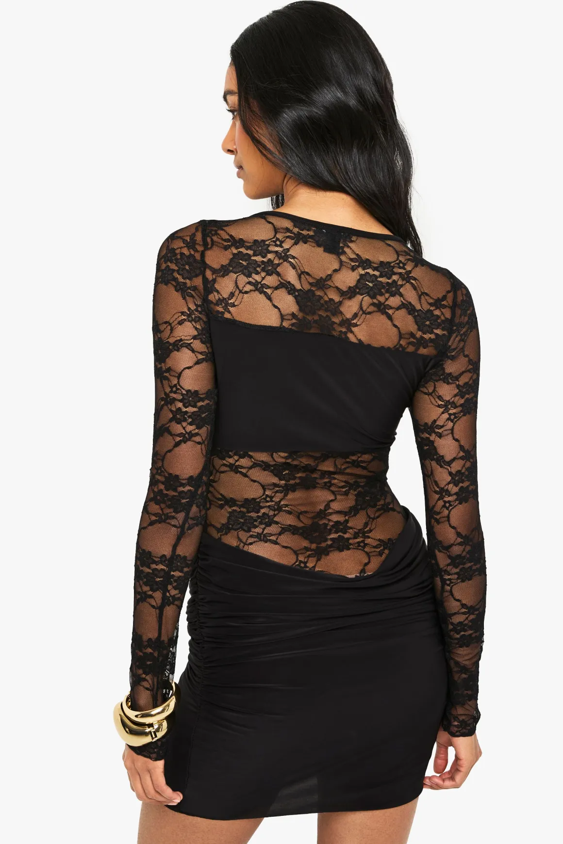 Robe mini mix en dentelle et slinky
