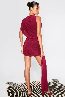 ROBE MINI MOULANTE ASYMÉTRIQUE AVEC DÉTAILS FRONCÉS