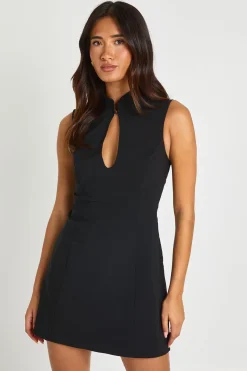 Robe Mini Moulante Col Montant En Bengaline