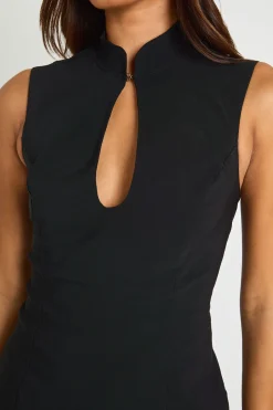 Robe Mini Moulante Col Montant En Bengaline