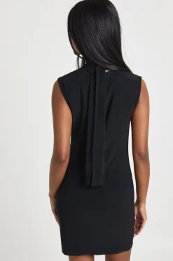Robe Mini Moulante à Décolleté Plongeant avec Détail Foulard