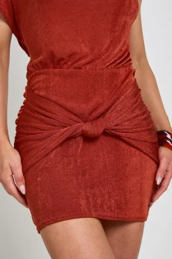 boohoo Robe Mini Moulante En Acétate À Manche Unique Asymétrique Avec Nœud Devant<Femme Robes Moulantes|Robes