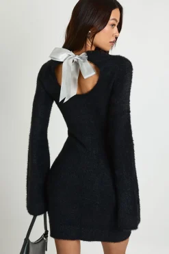 boohoo Robe Mini Moulante En Maille Super Douce Avec Détail Nœud Dans Le Dos Pour Grande Taille<Femme Pulls Et Gilets|Toutes Les Mailles