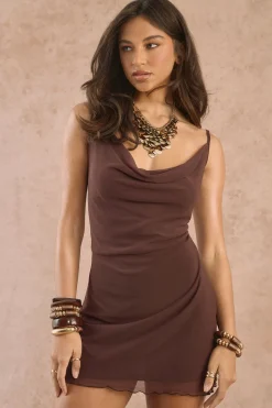Robe Mini Moulante En Mesh À Col Bénitier