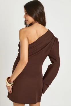 boohoo Robe Mini Moulante Froncée Asymétrique À Une Épaule<Femme Robes Moulantes|Robes À Manches Longues