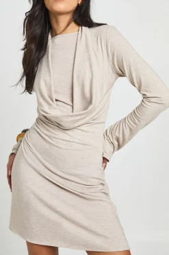 boohoo Robe Mini Moulante à Manches Longues et Col Bénitier Chiné<Femme Robes Moulantes|Robes À Manches Longues