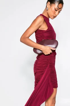 Robe Mini Moulante Épaule Asymétrique à Ourlet Drapé