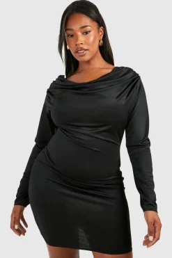 Robe Mini Moulante Plus à Encolure Drapée