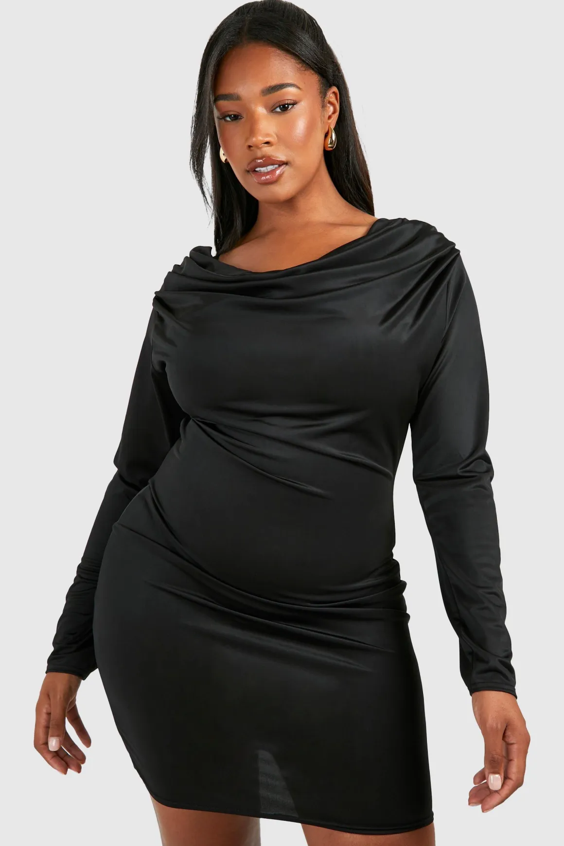 Robe Mini Moulante Plus à Encolure Drapée