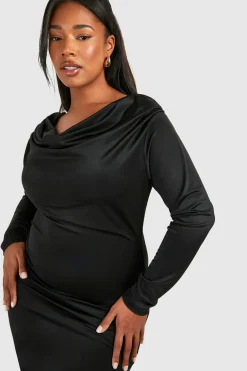 Robe Mini Moulante Plus à Encolure Drapée