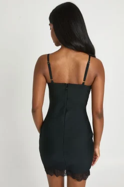 Robe Mini Moulante Premium À Bordure En Dentelle
