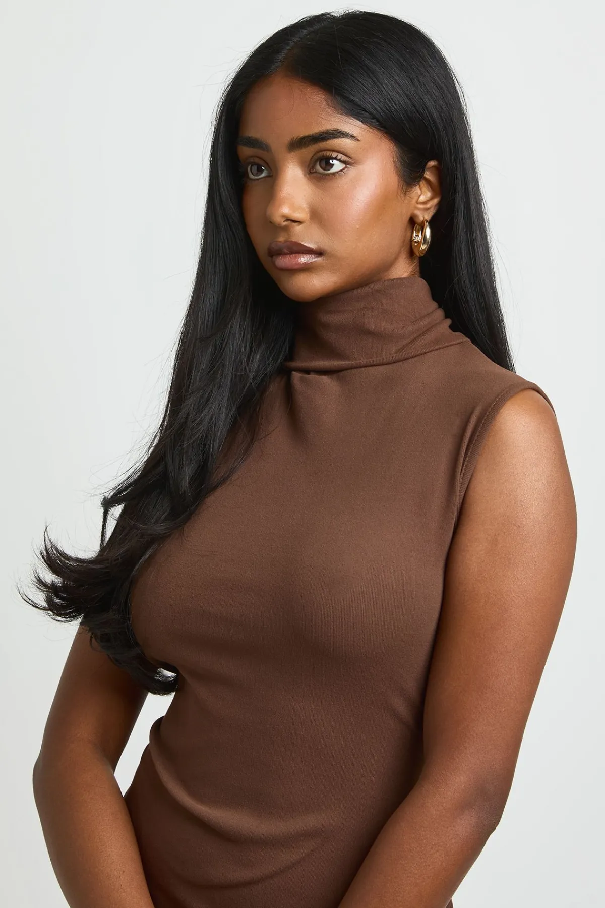 boohoo Robe Mini Moulante Sans Manches En Jersey Supersoft À Col Roulé<Femme Robes Moulantes|Basiques