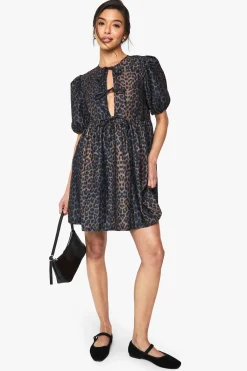 boohoo Robe Mini à Nouer sur le Devant Imprimé Léopard<Femme Robes Babydoll|Robes