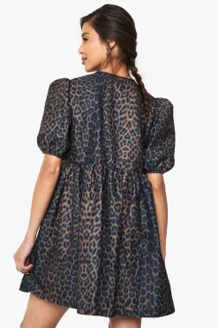 boohoo Robe Mini à Nouer sur le Devant Imprimé Léopard<Femme Robes Babydoll|Robes