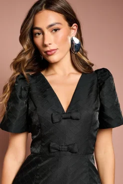 Robe Mini à Nœuds en Jacquard