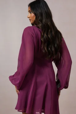 Oasis Robe Mini Occasion à Manches Chauve-souris Ornementée<Femme Robes À Manches Longues|Robes
