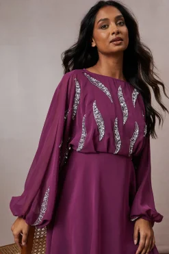 Oasis Robe Mini Occasion à Manches Chauve-souris Ornementée<Femme Robes À Manches Longues|Robes