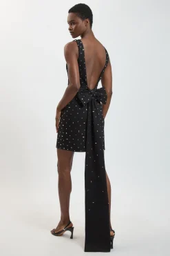 Robe Mini Ornée De Nœud Avec Détails Embellis Pour Petite Taille