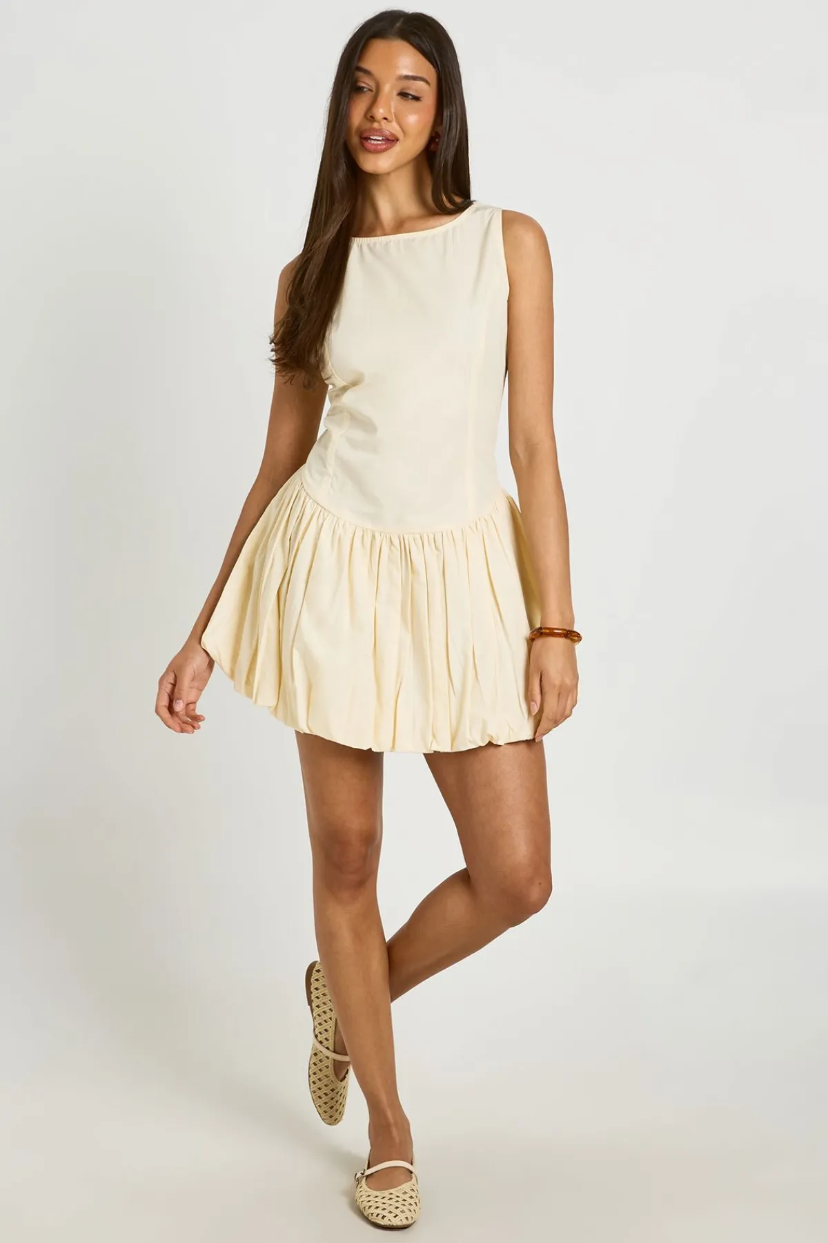 boohoo Robe Mini À Ourlet Bouffant En Popeline De Coton Et Dos Nageur<Femme Robes Patineuses|Robes