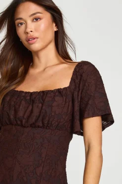 Robe Mini à Ourlet Godet et Imprimé Floral Dévoré