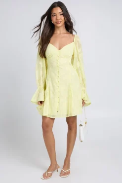 boohoo Robe Mini À Ourlet Godet Et Motif Floral Dévoré<Femme Robes Patineuses|Robes À Manches Longues