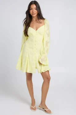 boohoo Robe Mini À Ourlet Godet Et Motif Floral Dévoré<Femme Robes Patineuses|Robes À Manches Longues