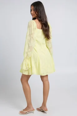 boohoo Robe Mini À Ourlet Godet Et Motif Floral Dévoré<Femme Robes Patineuses|Robes À Manches Longues