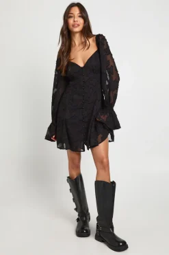 Robe Mini À Ourlet Godet Et Motif Floral Dévoré