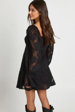 Robe Mini À Ourlet Godet Et Motif Floral Dévoré