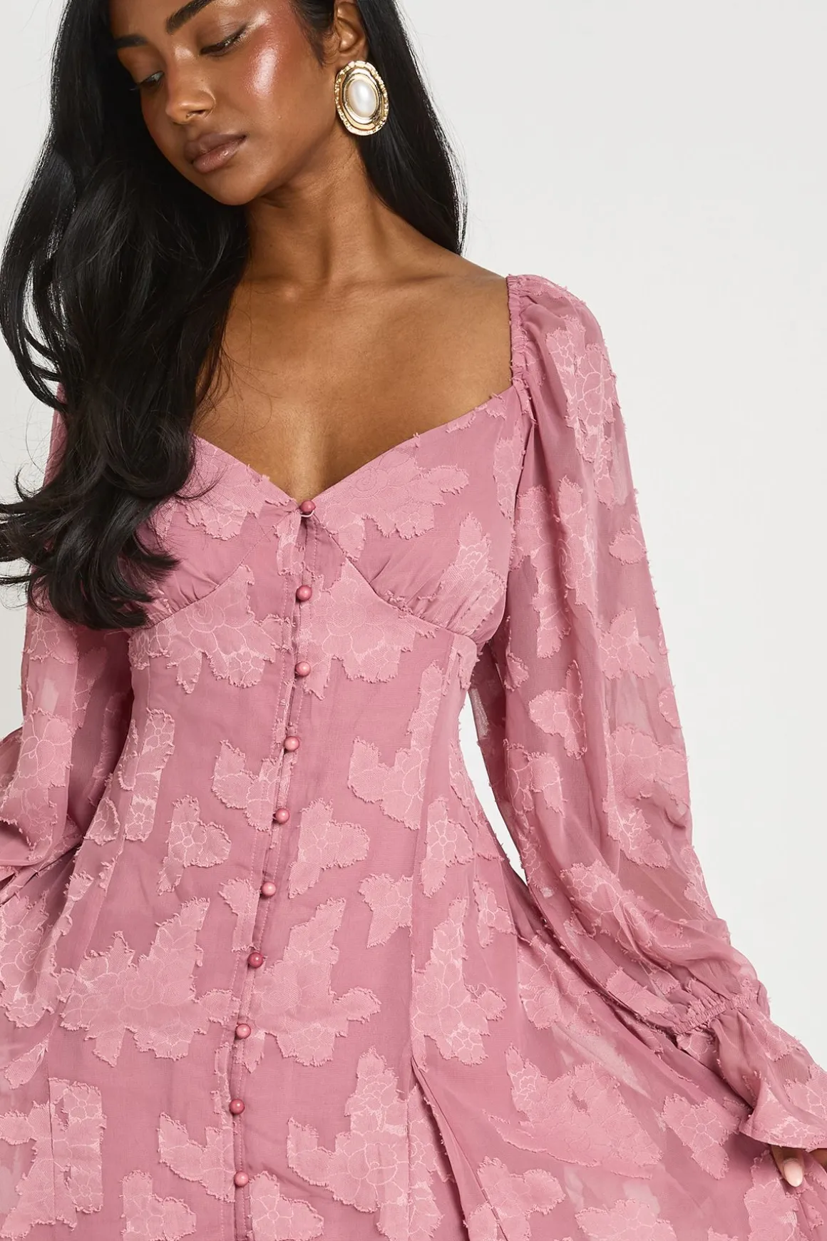 Robe Mini À Ourlet Godet Et Motif Floral Dévoré