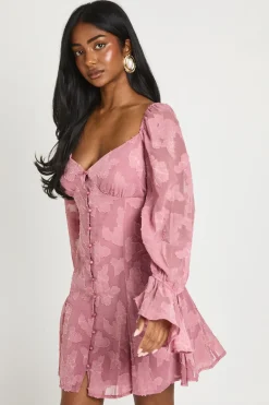 Robe Mini À Ourlet Godet Et Motif Floral Dévoré