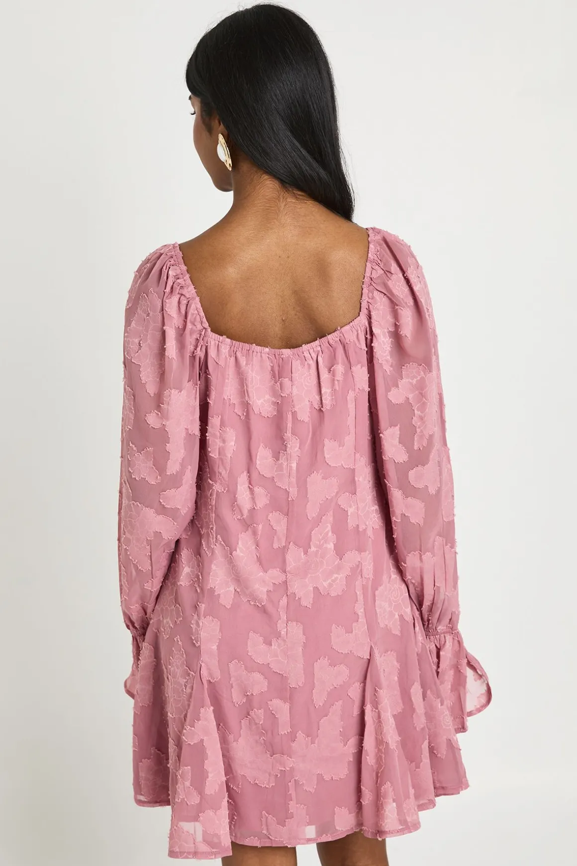 Robe Mini À Ourlet Godet Et Motif Floral Dévoré