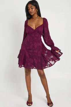 Robe Mini À Ourlet Godet Et Motif Floral Dévoré