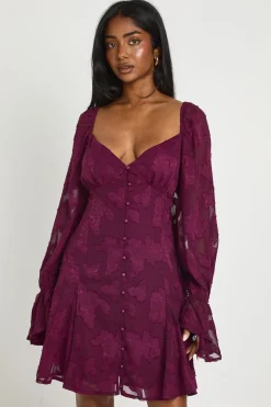 Robe Mini À Ourlet Godet Et Motif Floral Dévoré