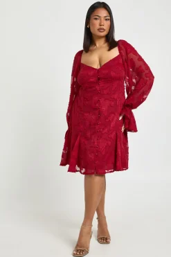 Robe Mini À Ourlet Godet Et Motif Floral Dévoré Plus