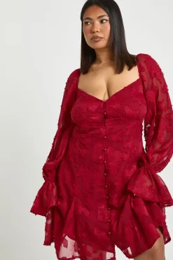 Robe Mini À Ourlet Godet Et Motif Floral Dévoré Plus