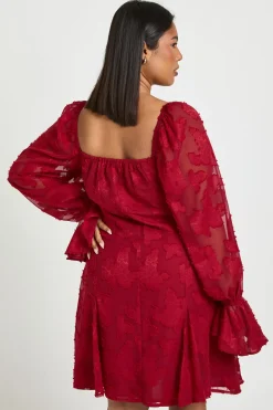 Robe Mini À Ourlet Godet Et Motif Floral Dévoré Plus