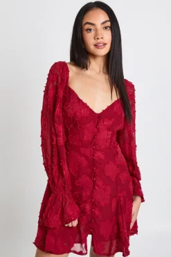 Robe Mini À Ourlet Godet Motif Floral Dévoré
