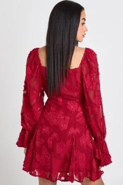 Robe Mini À Ourlet Godet Motif Floral Dévoré